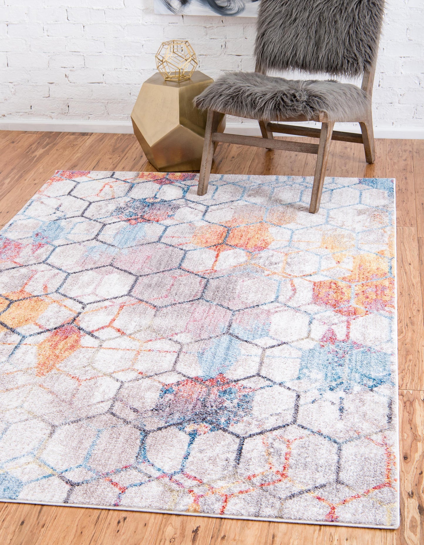 Reuben - Hexagon Pattern Color Blend Rug