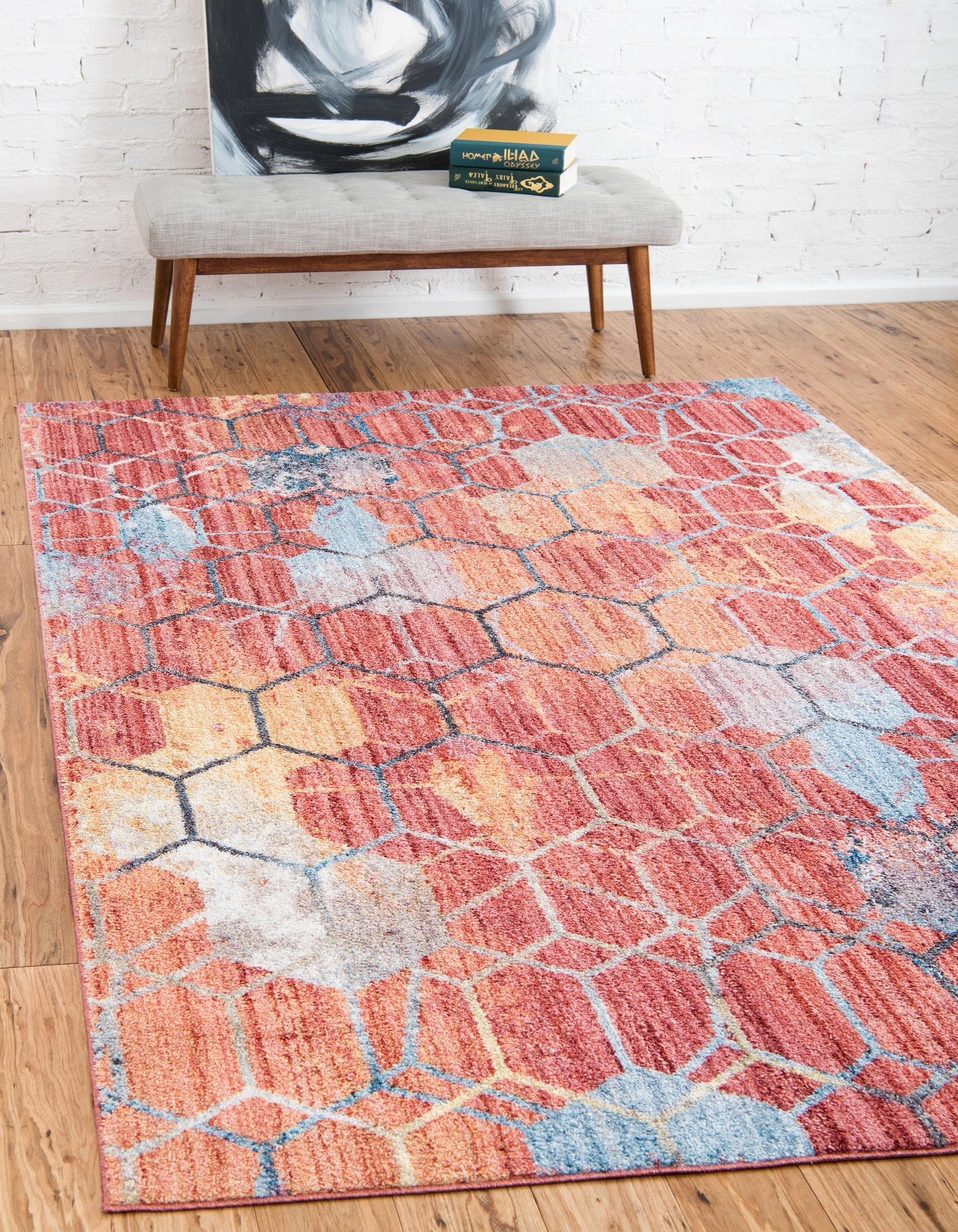 Reuben - Hexagon Pattern Color Blend Rug