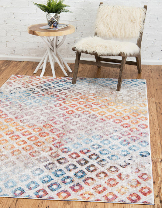Devan - Rainbow Square Pattern Rug
