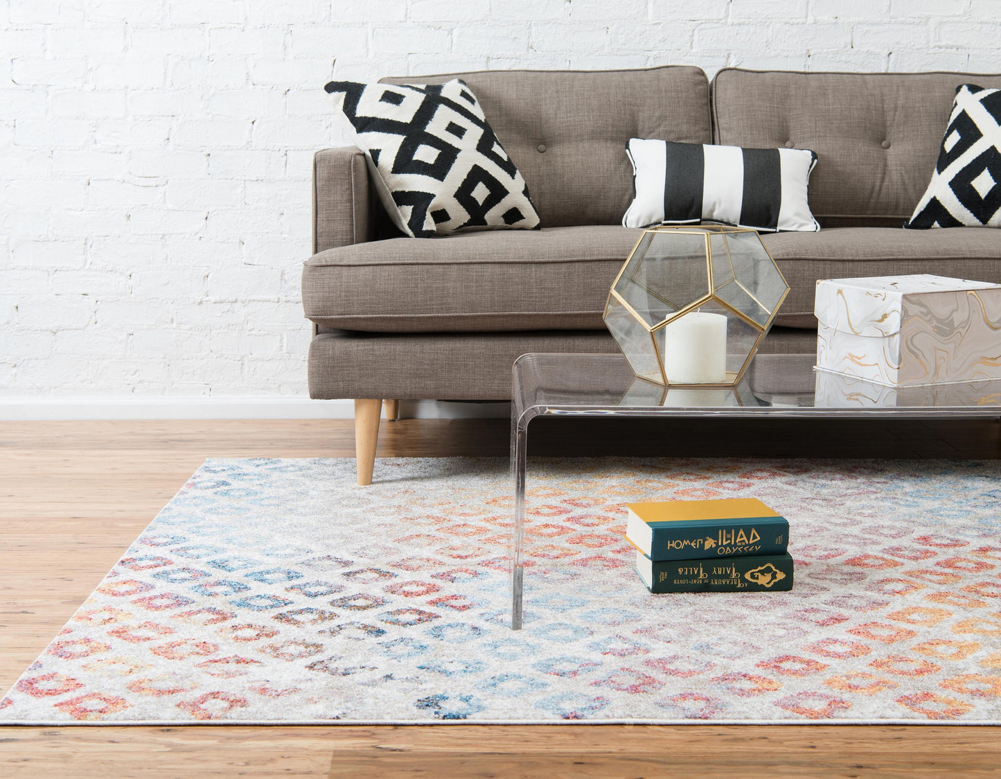 Devan - Rainbow Square Pattern Rug
