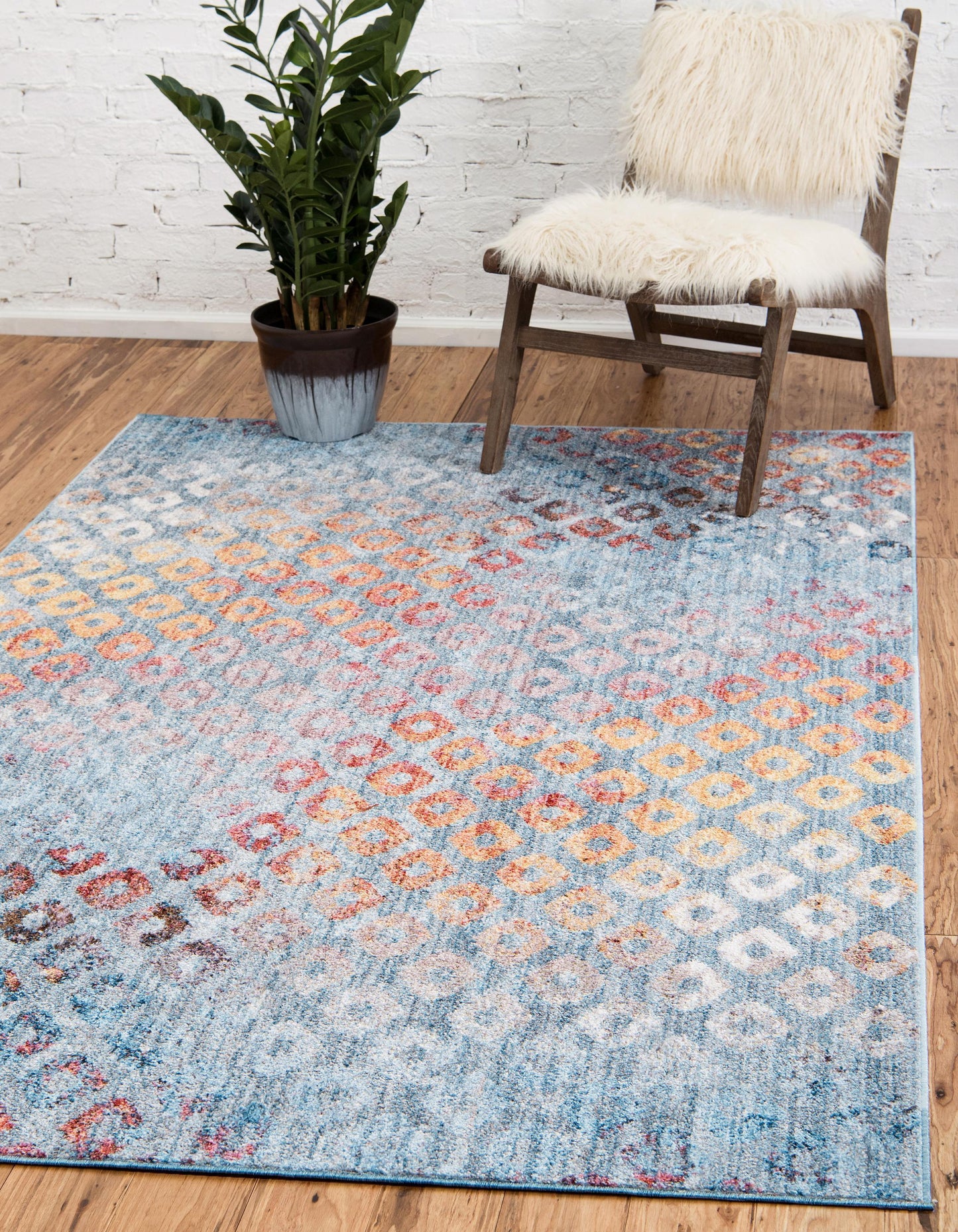 Devan - Rainbow Square Pattern Rug