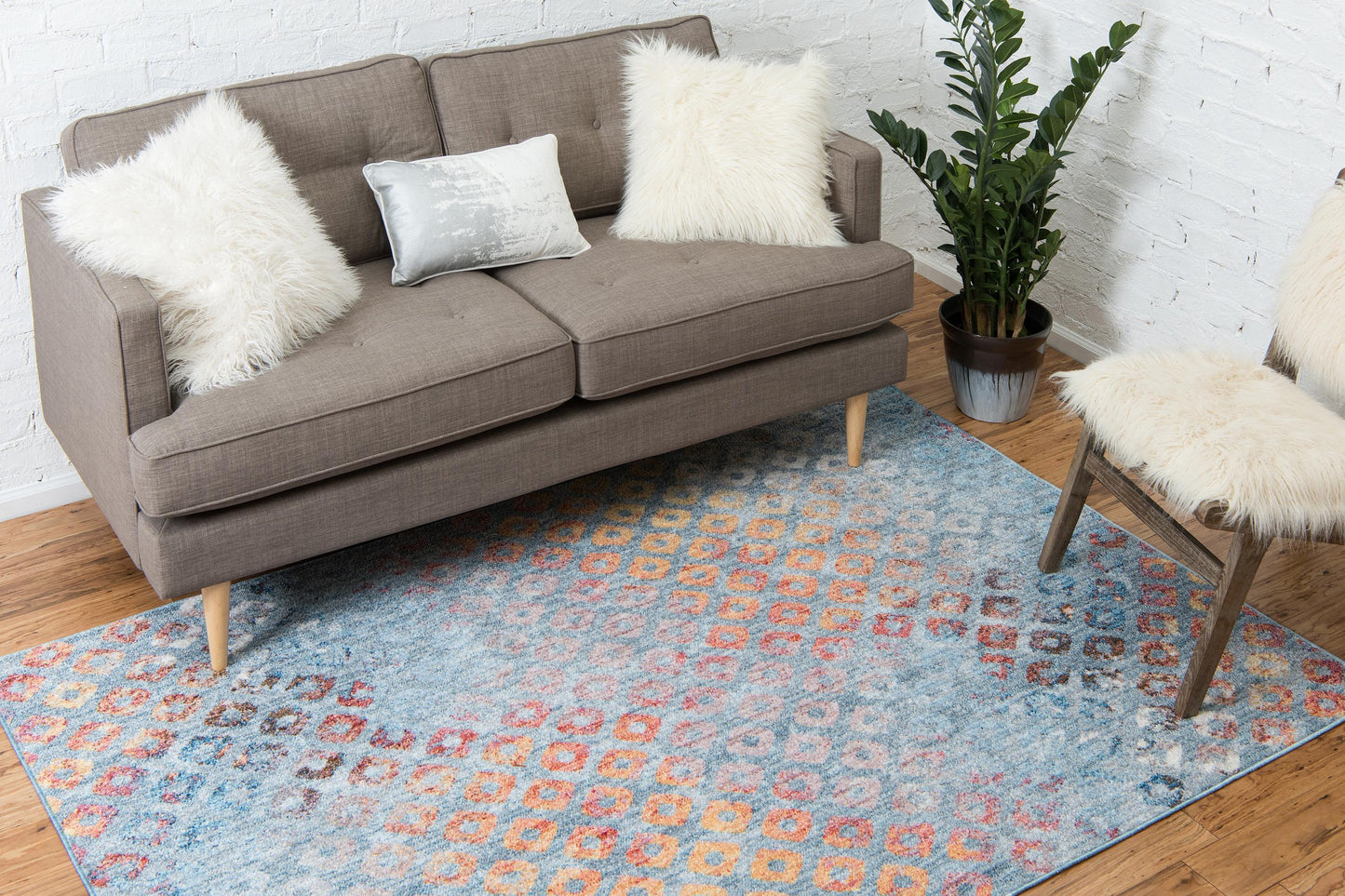 Devan - Rainbow Square Pattern Rug